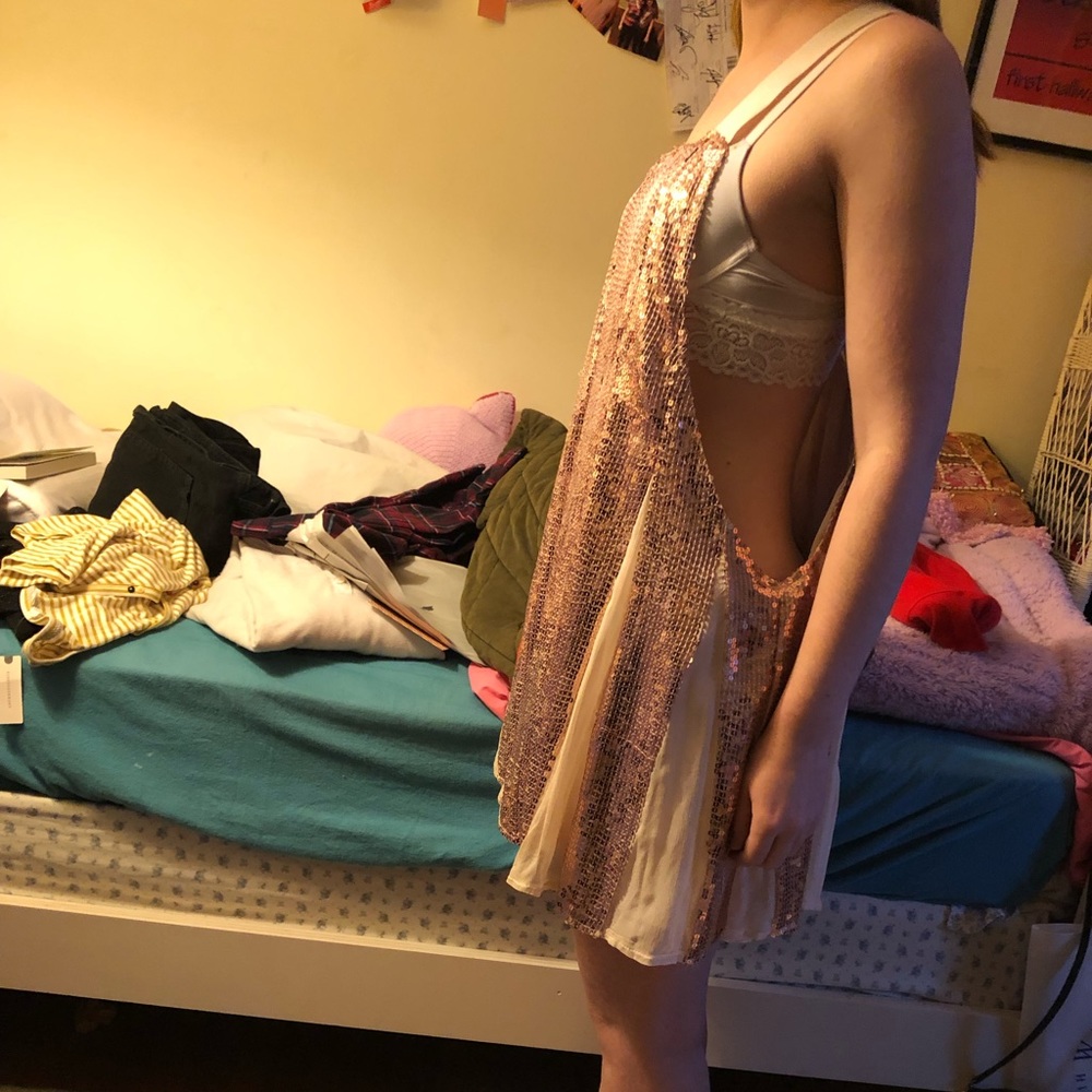 Rose Gold Sequin Free People Dress - Picture 7 of 8
